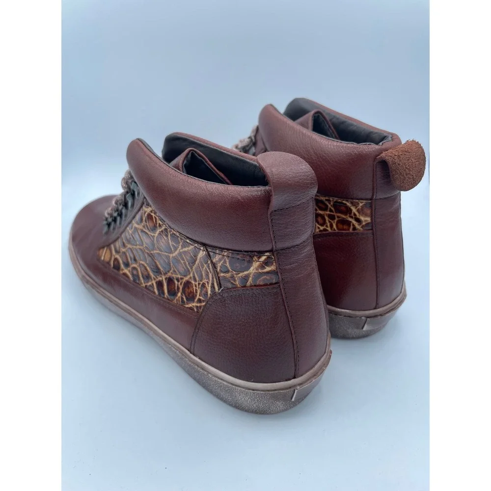 Belvedere Lucio Mens Brown Leather Alligator High Top Sneakers Size 12 Y12/LUCIO